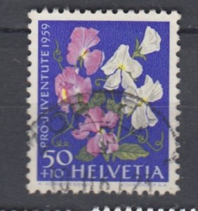 J38413, 1959 switzerland hv of set used #b291 sweet pea flower
