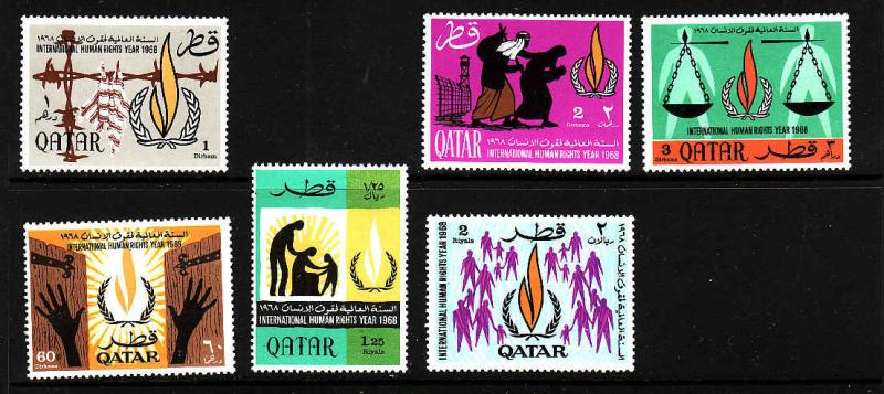 D3-Qatar-Scott#128-33-Unused hinged set-Intn'l Human Rights 