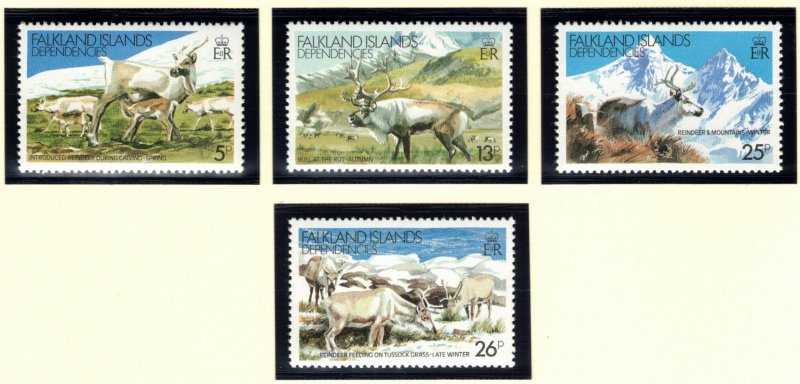 FALKLAND DEPENDENCIES 1982 Reindeer; Scott 1L62-65, SG 98-101; MNH