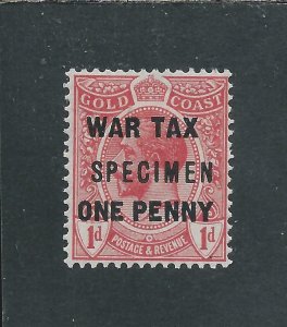 GOLD COAST 1918 WAR TAX 1d on 1d RED OVERPRINTED SPECIMEN MM SG 85s CAT £65