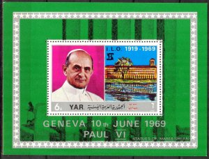 {Y034} Yemen 1969 I.L.O. Pope Paul VI S/S MNH** Mi.:Bl. 100 15,00Eur