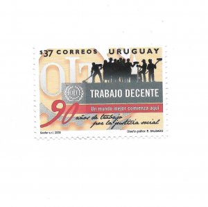 URUGUAY 2009 90 ANNIVERSARY OF OIT DECENT WORK 1 VALUE  MINT NH