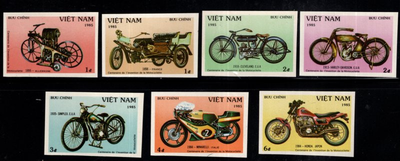 Unified Viet Nam Scott 1515-1521 Unused perforated Motorcycle Centennial set