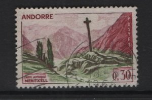 Andorra French    #148  used  1961 Gothic Cross 30c