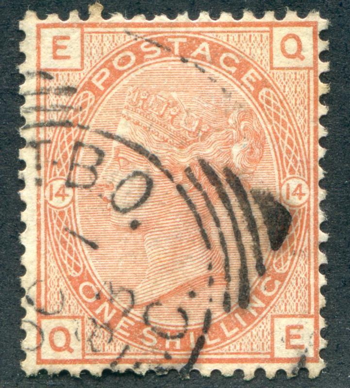 GREAT BRITAIN 87 USED, 1 SH SALMON, VICTORIA NICE STRIKE