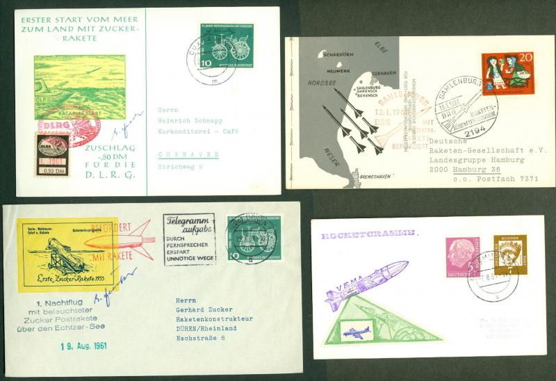 ROCKET MAIL COVERS - Collection of 30 w/labels or signed VF