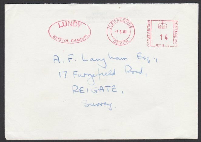 GB LUNDY 1981 cover  - Puffin stamps........................................F885