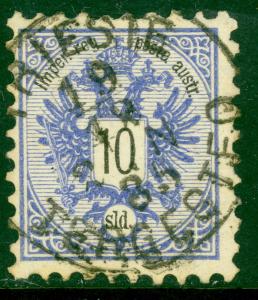 AUSTRIA OFFICES IN TURKEY 1883 10s ARMS USED IN TRIESTE AUSTRIA Sc 11 VFU Scarce