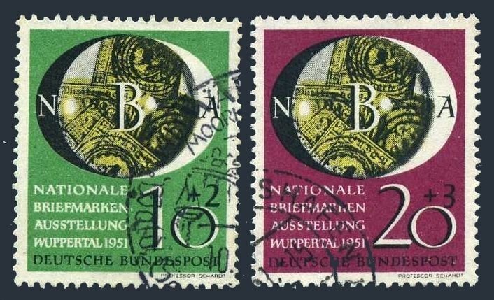 Germany B318-B319, used. Michel 141-142. National PhilEXPO, Wuppertal-1951.