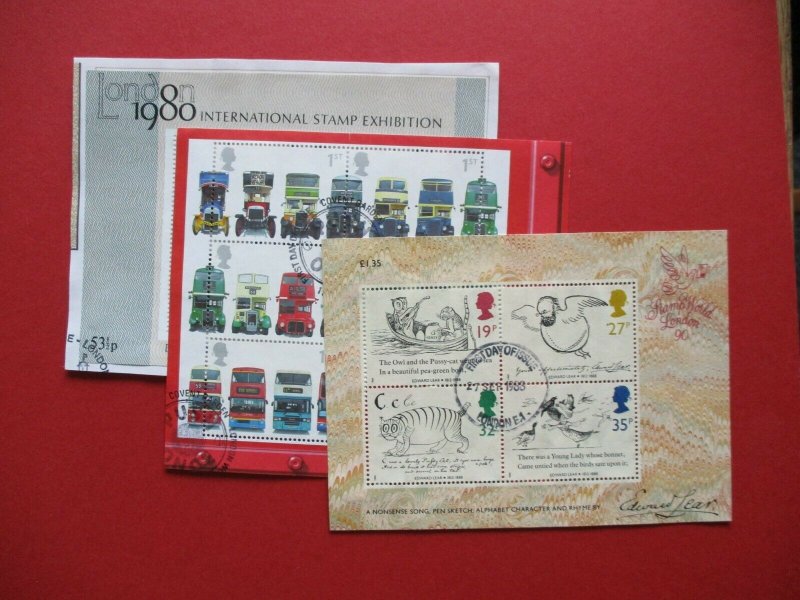 SGMS1058, SGMS1409 & SGMS2215 1978 1988 & 2001 3 x Commemorative Mini Sheets FDI