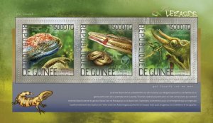 GUINEA - 2014 - Lizards - Perf 3v Sheet - Mint Never Hinged