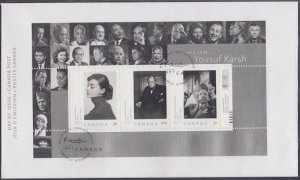 CANADA Sc # 2271a-c S/S FDC with FAMED PHOTOGRAPHER YOUSEF KARSH IMAGES