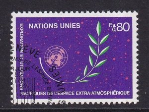 United Nations Geneva  #109 cancelled  1982  peaceful uses of outer space 80c