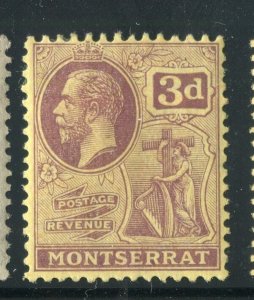 MONTSERRAT; 1922 early GV Portrait issue fine Mint hinged 3d. value