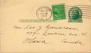 United States Jersey Trenton 1939 machine  1c Washington Prexie on 1c Green J...