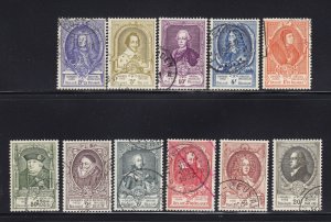 Belgium Scott # 435 - 445  VF used set nice colors scv $ 139 ! see pic !