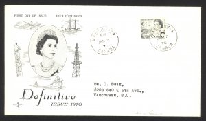 Canada Sc# 460 Vancouver CXL Rose Craft FDC single (a) 1970 1.7 QEII Definitive