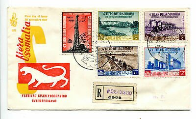 Somalia AFIS FDC Venetia 1957 4th Fair traveled Racc. For Italy