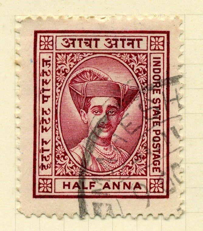 INDIA  INDORE  1928-38 early issue fine used 1/2a. value 