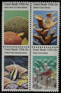 1980 15c Coral Reefs, Florida, Hawaii Block of 4 Scott 1827-30 Mint F/VF NH