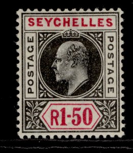 SEYCHELLES EDVII SG55, 1r 50c black & carmine, M MINT. Cat £55.