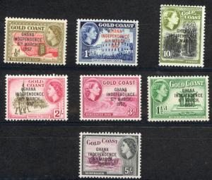 Ghana Sc# 5-8 11-13 MH 1957 Gold Coast Overprints