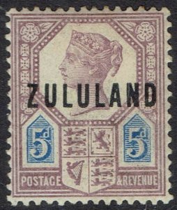 ZULULAND 1888 QV GB OVERPRINTED 5D