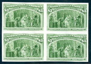 US SCOTT #243P3 XF PLATE PROOF ON INDIA BLOCK OF 4 FRESH PRISTINE NH AK 4/1/24