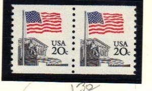 #1895 MNH coil pair 20c Supreme Court 1981 Issue