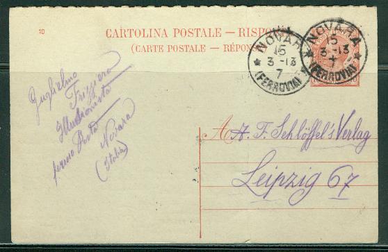 Italy H & G # 47b, pse postal card, used, issued 1918