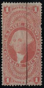 US #R74c SCV $350.00  VF used, nice light pen stroke cancel, very fresh stamp...