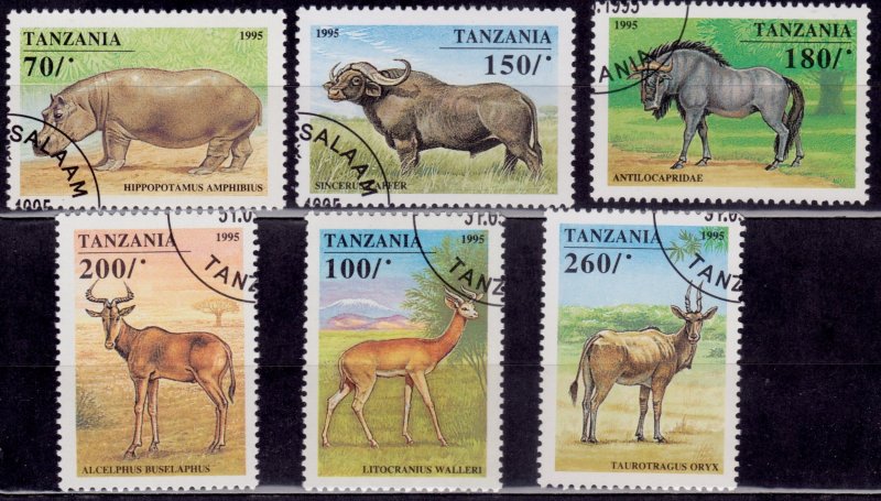 Tanzania, 1995, African Hoofed Animals, short set, sc#1380-85, used/CTO*