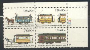 US Stamp #2059-62 MNH -Streetcars Se-Tenant- Plate Block / 4