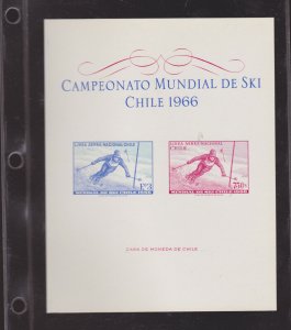 CHILE  1966 SKIING souvenir sheet C266- C267 mint never hinged 