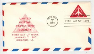 1965 TRIANGLE JET AIRMAIL EMBOSSED ENV FDC UC37 UNITED POSTAL STATIONERY SOC.