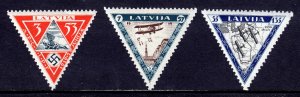 LATVIA — SCOTT CB18-CB20 — 1933 SURTAX FOR WOUNDED AVIATORS SET — MH — SCV $57