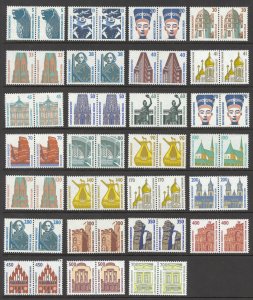 Germany Sc# 1515A-1540A MNH Pairs 1987-1996 5pf-700pf Historic Sites & Objects