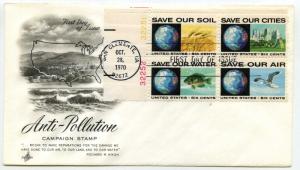 1410-3 Anti-Pollution, ArtCraft plate block FDC