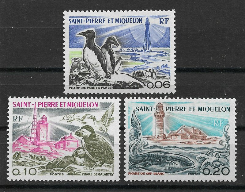 St Pierre & Miquelon 1975, Lighthouses Scott # 443-445, VF MNH**OG (R-4) 