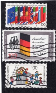 Germany 1989 100pf Flags, 100pf Flag, 100pf Welfare, Scott 1572, 1577, 1587 used