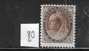 CANADA SCOTT #80 1898-1902 NUMERALS SET 6C (BROWN) -MINT LIGHT HINGED