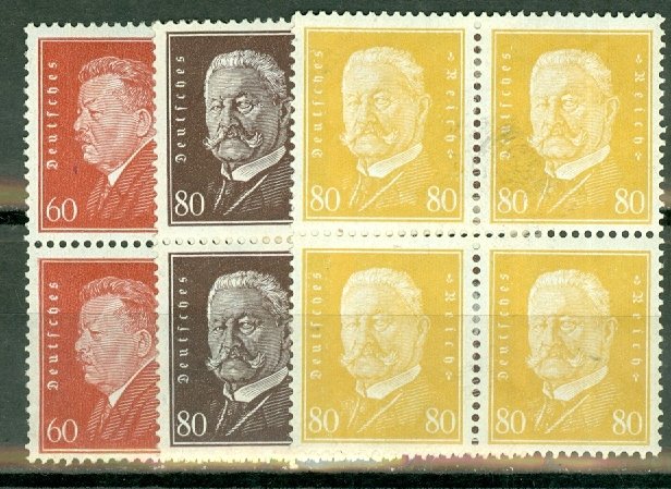 LG: Germany 366-384 mint blocks of 4 black stock page offset on gum CV $435