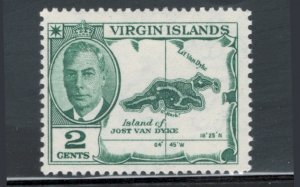 Virgin Islands 1952 King George VI & Map of Jost van Dyke 2c Scott # 103 MH