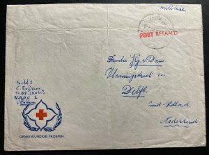 1954 Netherlands Air Force Veldpost 10 NAPO 1 Red Cross Cover To delft