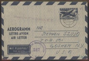 Austria 1982 Airmail Aerogram Cover Vienna Goshen New York Censored G107961
