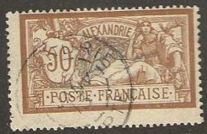 French Offices in Alexandria 27, used, 1902.  (f220)