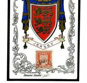 GB WW2 JERSEY FDC Channel Islands *MAXI-CARD* 1941 Arms Postcard HERALDRY MS4341