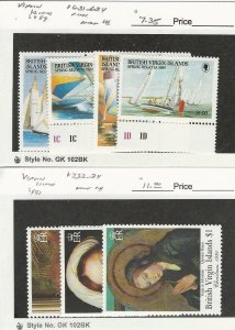 Virgin Island, Postage Stamp, #631-4, 732-4 Mint NH, 1989-91 Sailing, JFZ