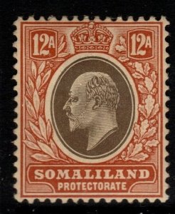 SOMALILAND SG53 1905 12a GREY-BLACK & ORANGE-BUFF MTD MINT