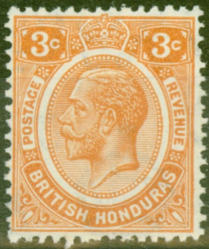 British Honduras 1933 3c Orange SG129 V.F Very Lightly Mtd Mint